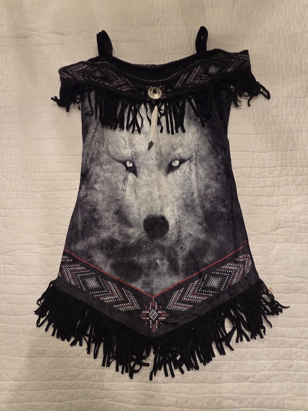 Fringed Wolf Print Kids Costume Size Small (8 - 10)